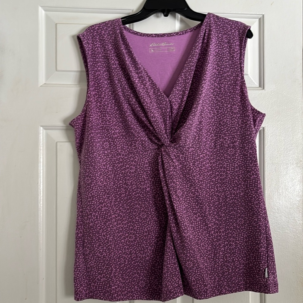 Eddie Bauer purple tank top v-neck with twist 2xl